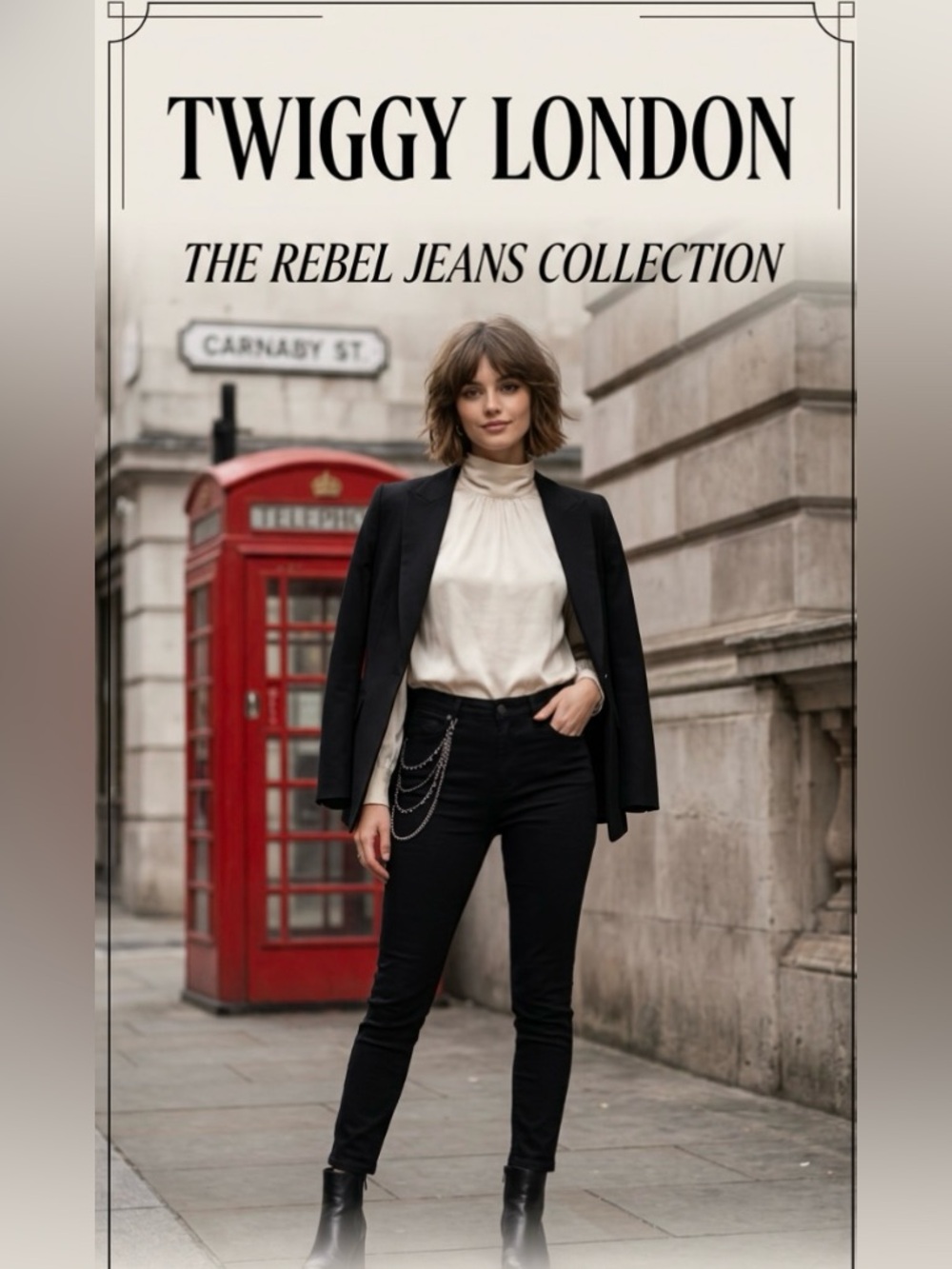 Twiggy London Black Jeans With Removable Chain ~ Size 8